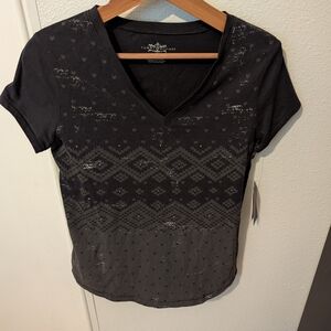 Tommy Hilfiger Black Patterned V-Neck Tee